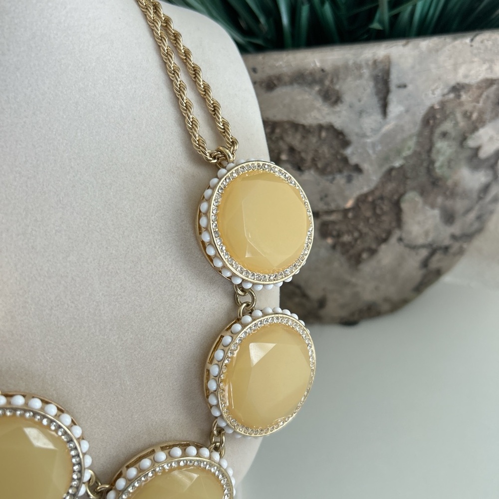 Yellow and Gold Tone Statement Necklace - Picture 2 of 3